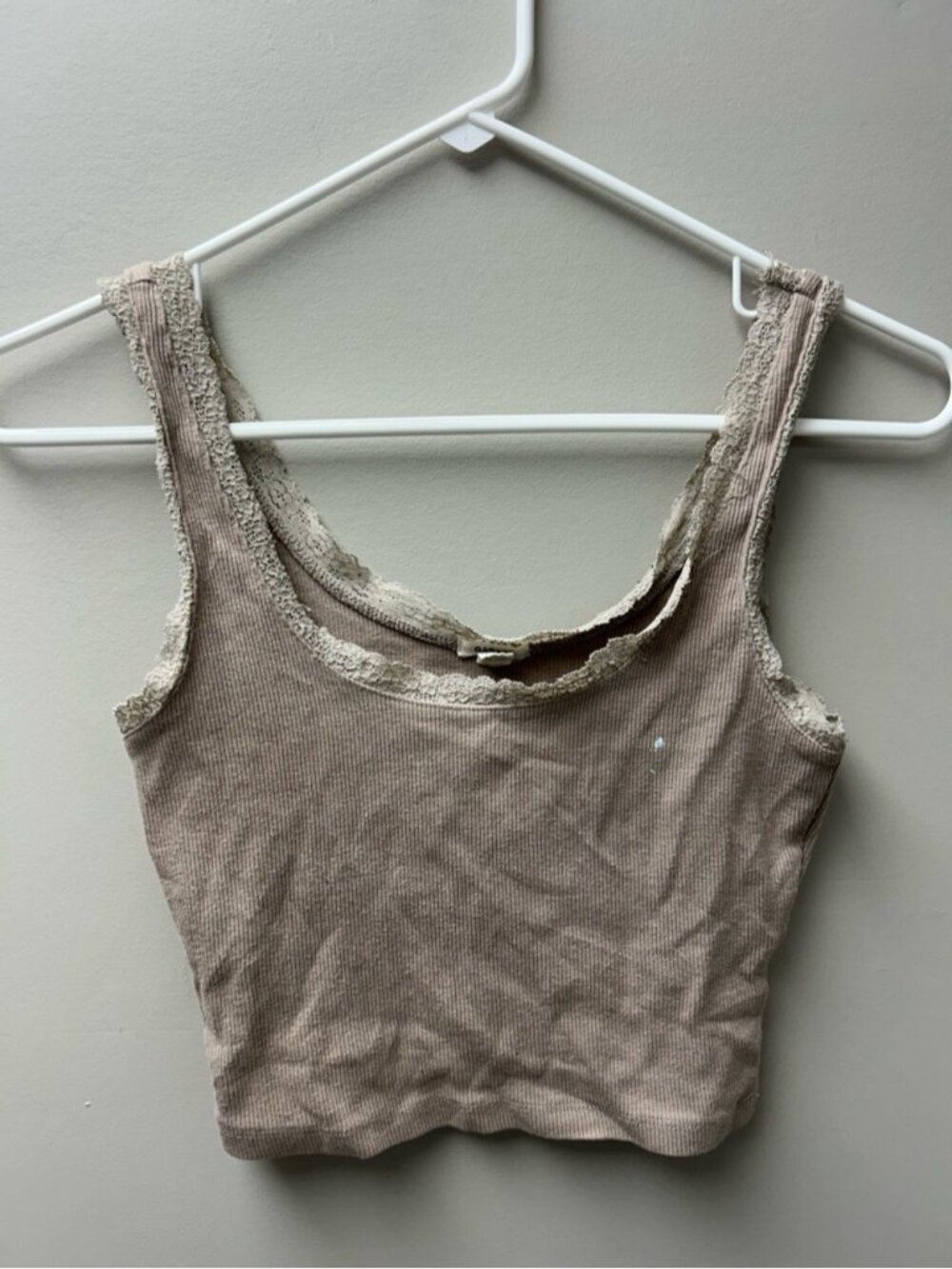 Garage Women’s Brown‎ Ribbed Tank Top w/ Lace Trim